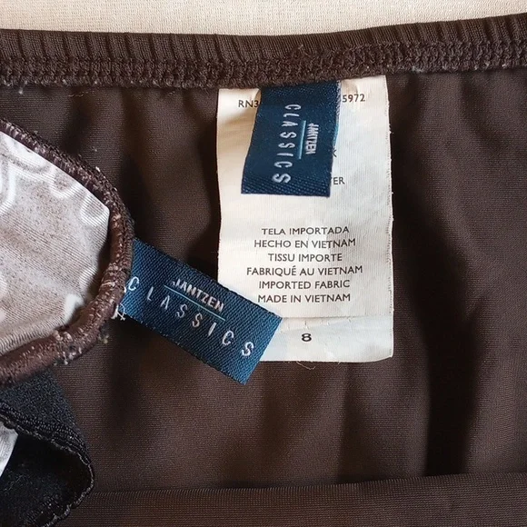 *50off3* Jantzen Tankini Set Top Skirted Bottoms 8 Brown White Paisley - Picture 6 of 10